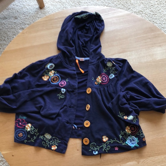 Anthropologie Tops - Crop navy blue hoodie with buttons